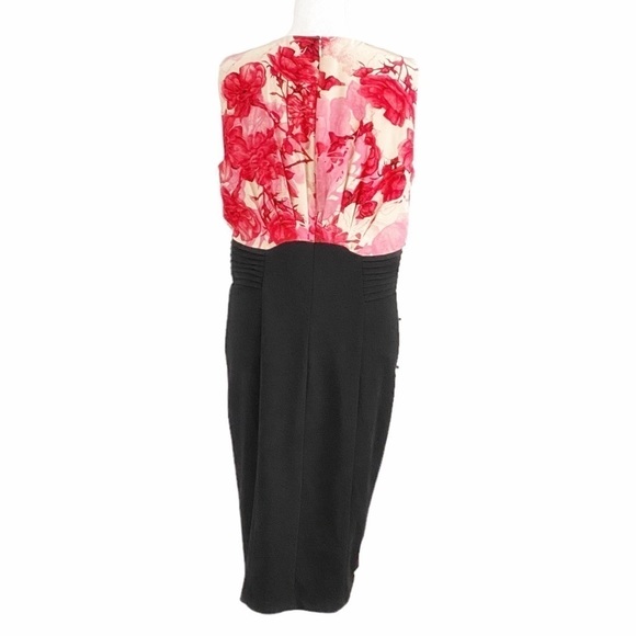 TED BAKER DEGA BLACK PINK RED FLORAL COWL NECK SLEEVELESS SHEATH FORMAL DRESS - Picture 3 of 10